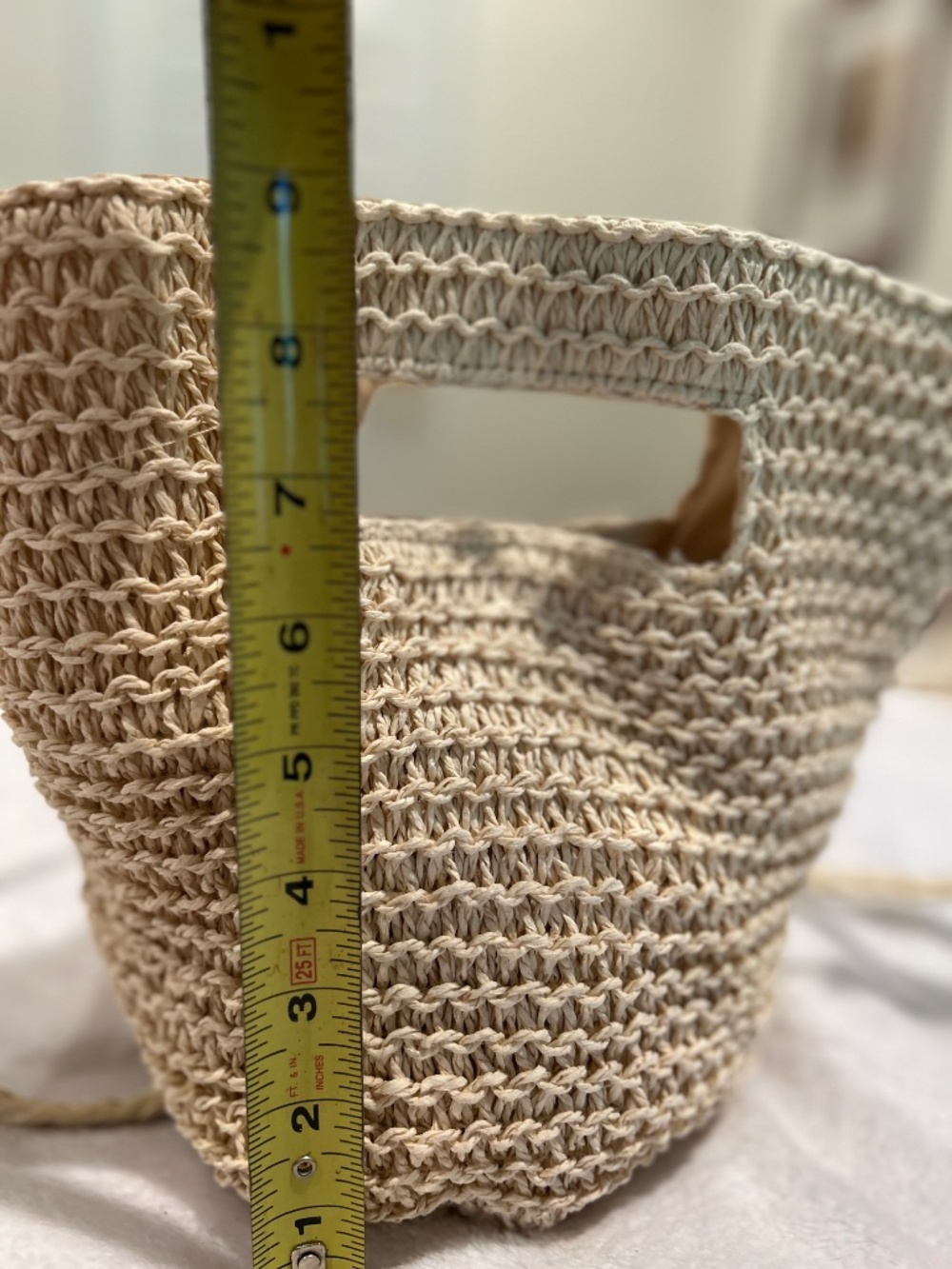 Woven Straw Raffia Cutout Handle Crossbody Beach Handbag Universal Thread - Picture 3 of 10